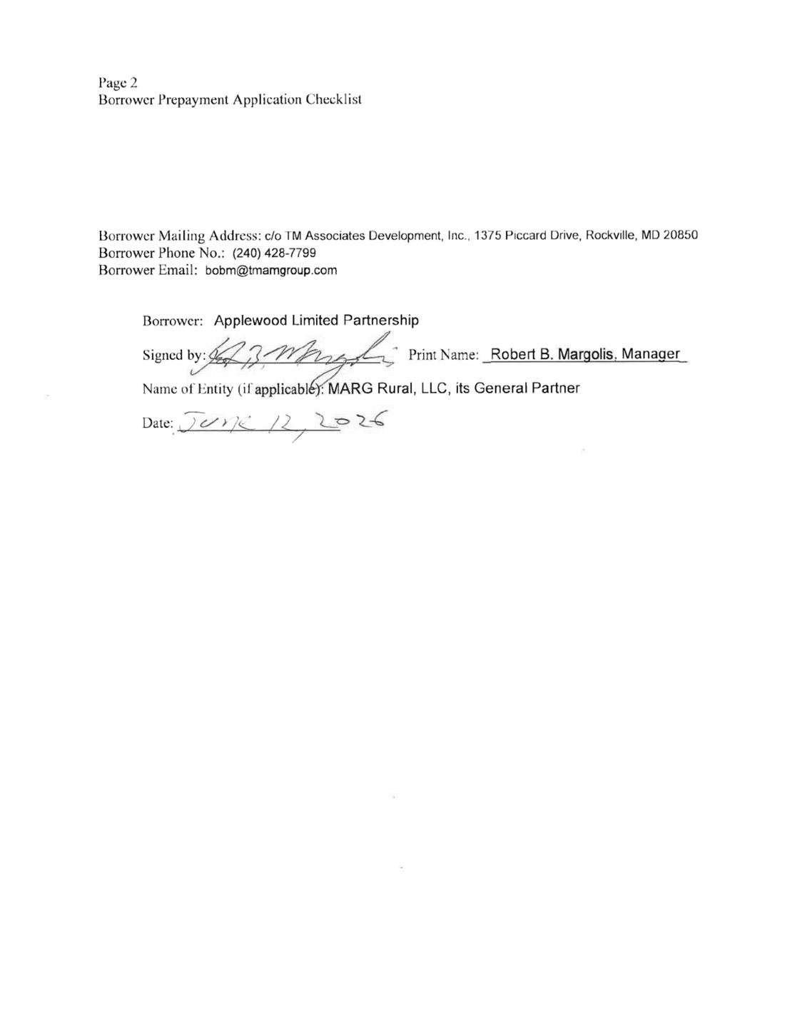 Page 8 of the owner's prepayment application.
